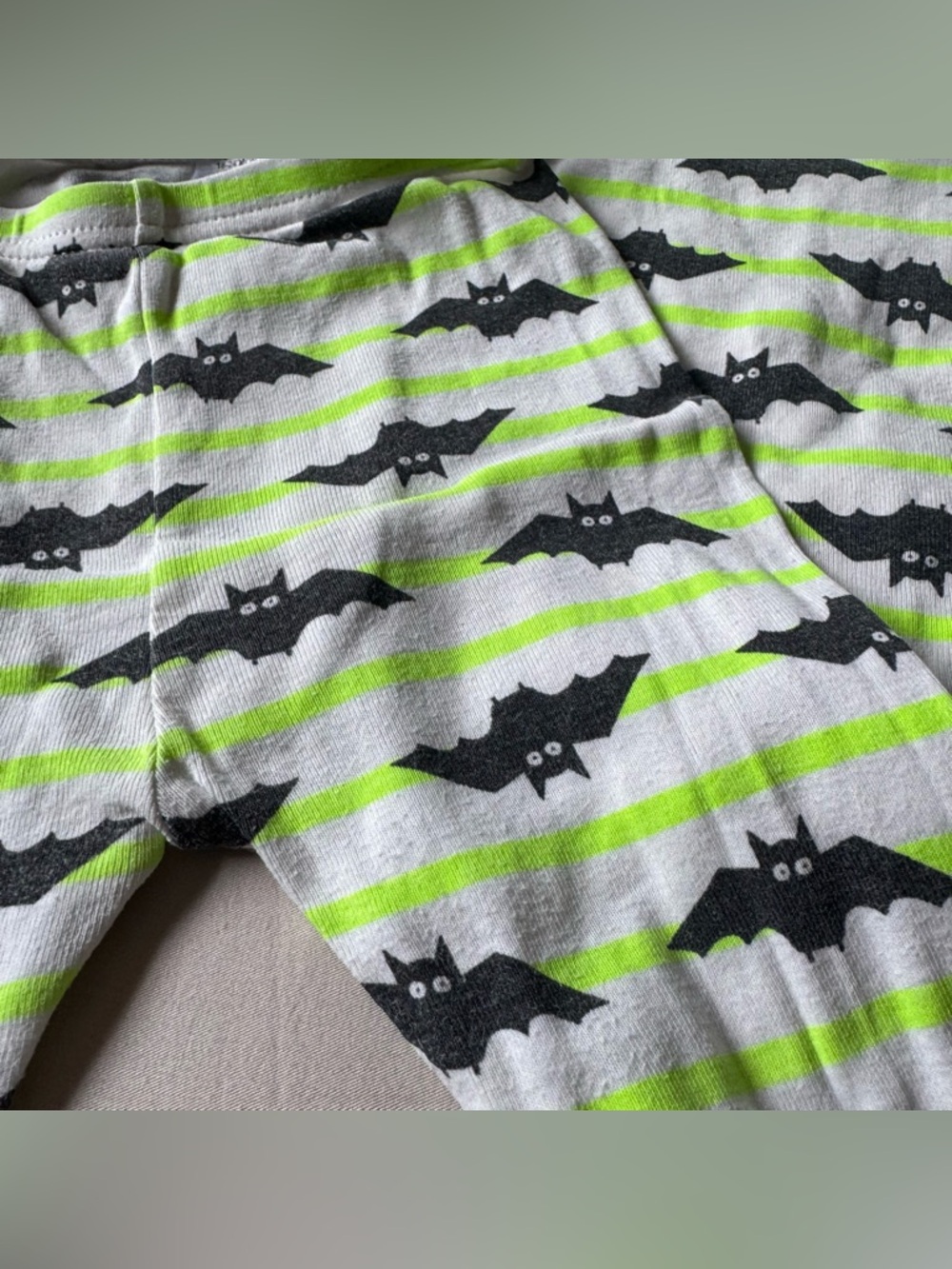 Baby Gap Pajama Set - Green Stripes with Bats - 18-24 Mo - Picture 7 of 9